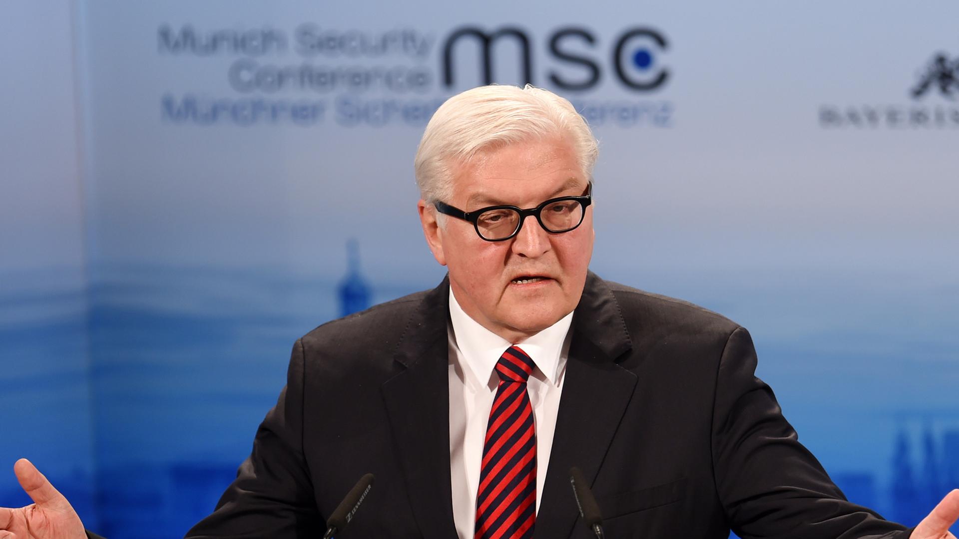 Frank-Walter Steinmeier bei seiner Rede in München. Frank-Walter Steinmeier bei seiner Rede in München.