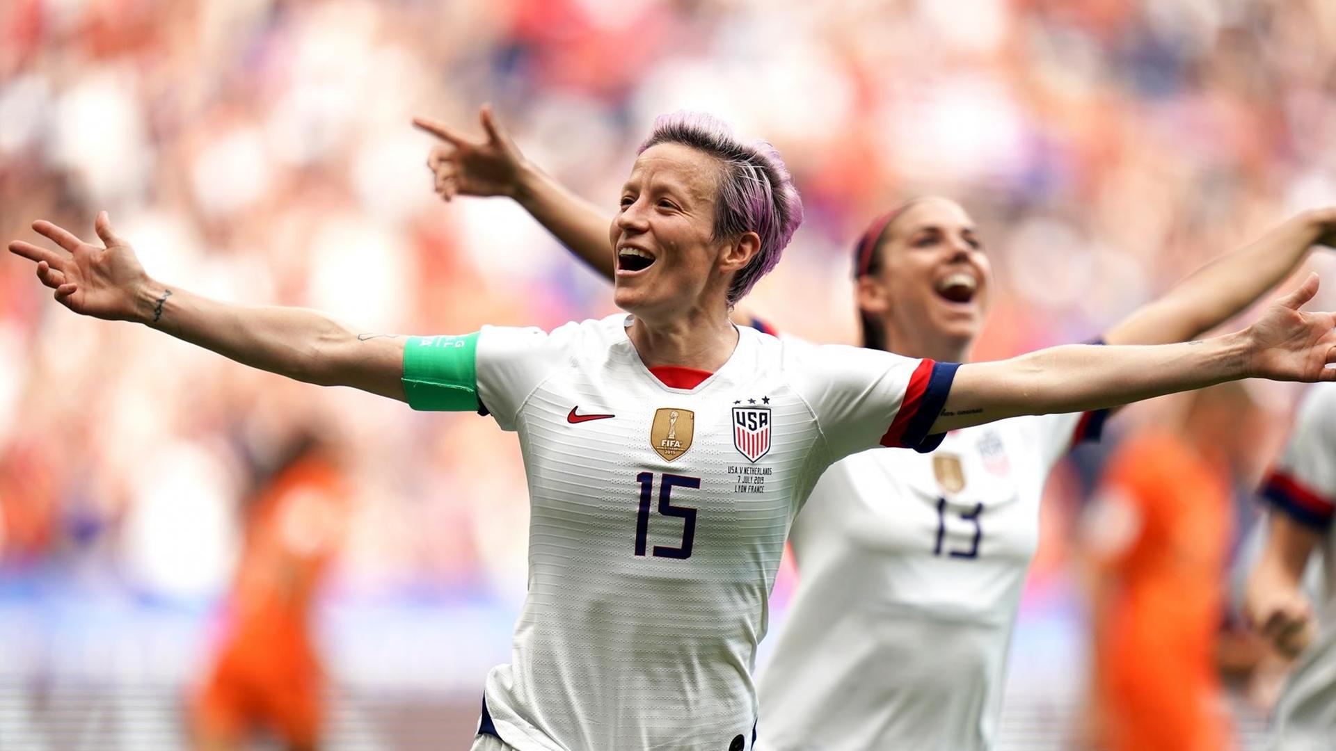 Megan Rapinoe aus den USA jubelt über das Tor zum 1:0. Megan Rapinoe aus den USA jubelt über das Tor zum 1:0.