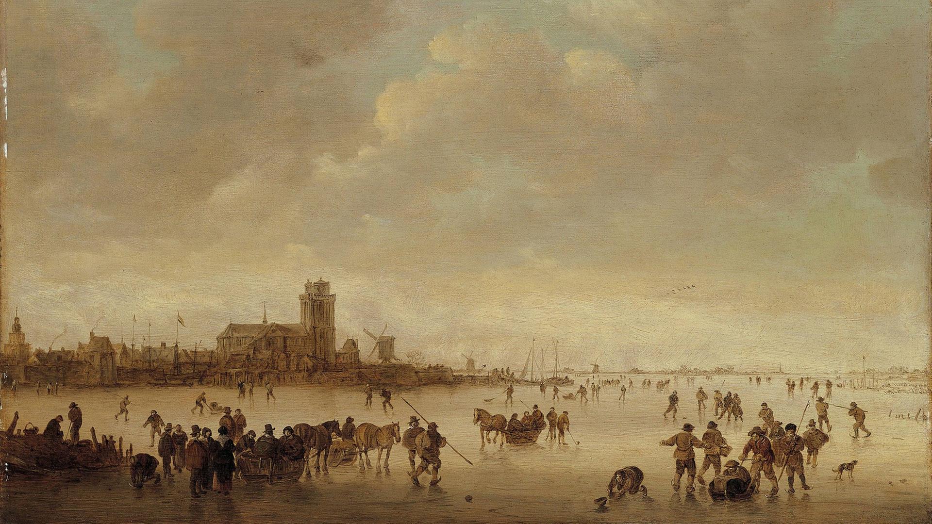 Bild "Eis auf der Merwede vor Dordrecht" des flämischen Meisters Jan van Goyen Bild "Eis auf der Merwede vor Dordrecht" des flämischen Meisters Jan van Goyen