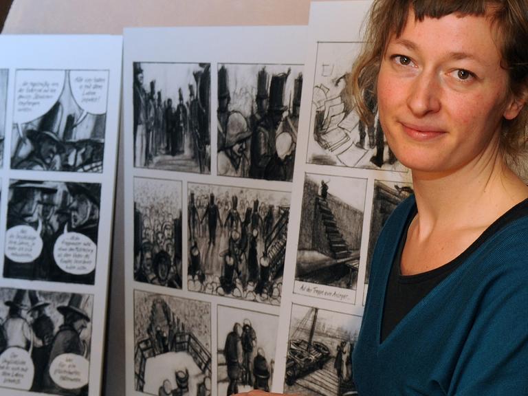 Die Berliner Zeichnerin Barbara Yelin – hier in einer Aufnahme aus dem Jahr 2010 bei der Vorstellung ihres Comics "Gift" über eine Mörderin, die 1831 in Bremen enthauptet wurde