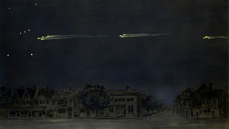 Der deutsch-kanadische Maler Gustav Hahn hielt die große Meteor-Prozession auf der Leinwand fest.
