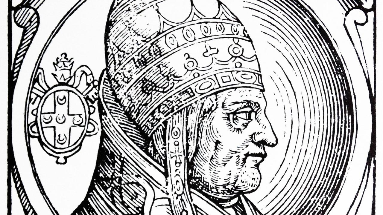 Eine Gravur von Papst Pius II.
Eine Gravur von Papst Pius II.