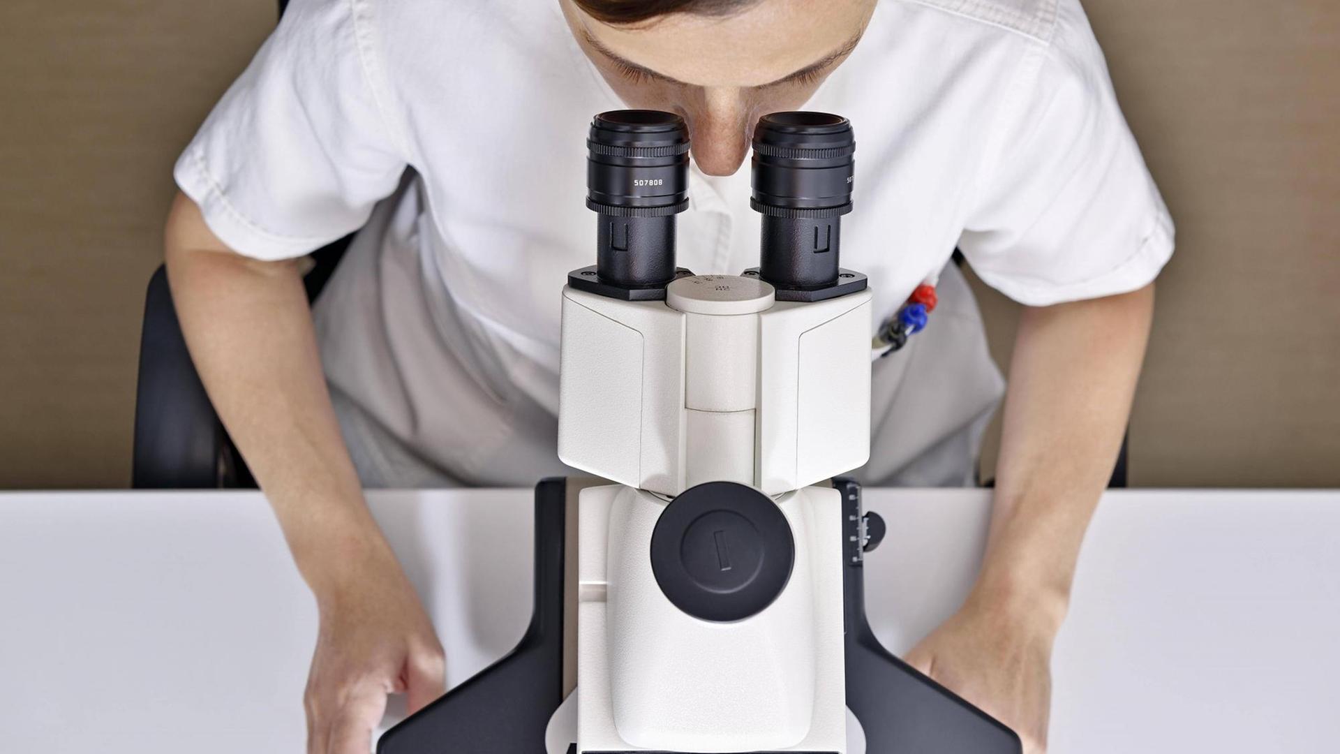 Eine Wissenschaftlerin benutzt ein Mikroskop in einem Labor in Großbritannien. Durch den Brexit könnten Forscher viele Nachteile entstehen. Eine Wissenschaftlerin benutzt ein Mikroskop in einem Labor in Großbritannien. Durch den Brexit könnten Forscher viele Nachteile entstehen.