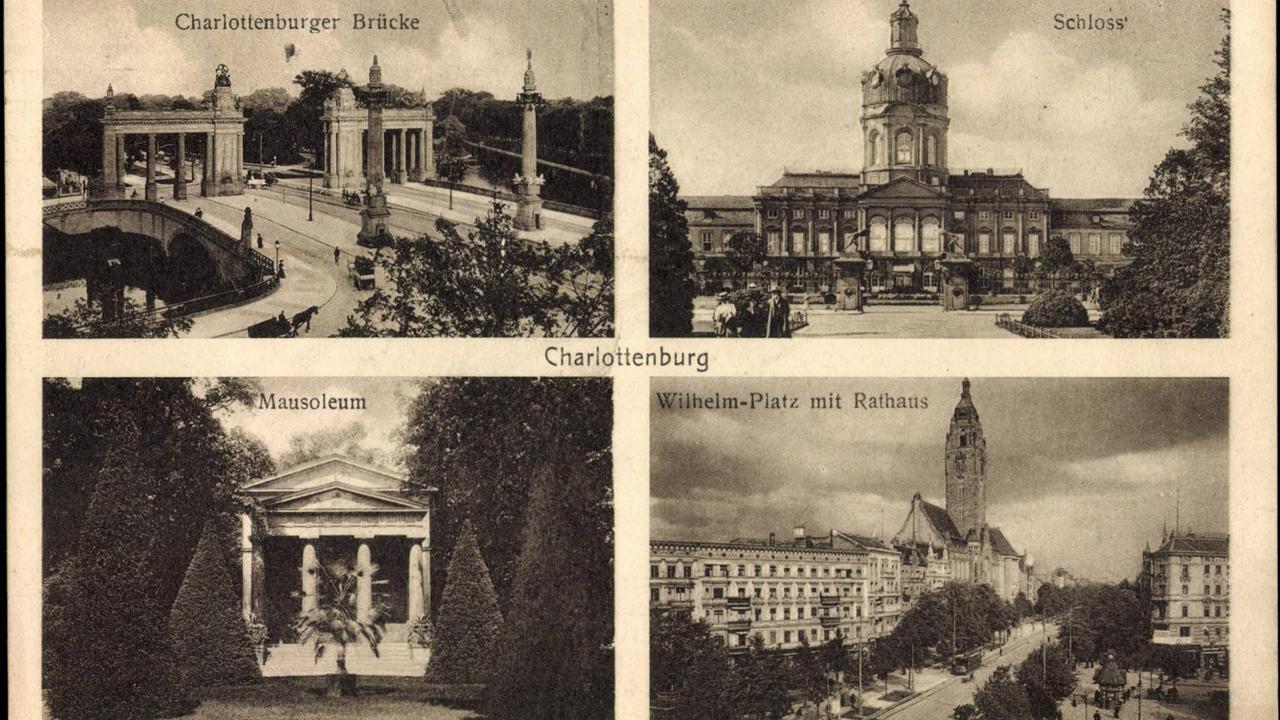 Charlottenburg Berlin, Schloss, Brücke, Mausoleum, Wilhelm-Platz mit Rathaus 