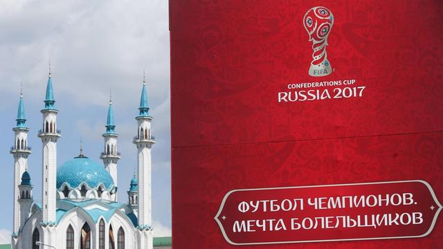 Die Eröffnung des Confederations Cup Park auf einem Platz außerhalb des Zentralstadions von Kazan.
