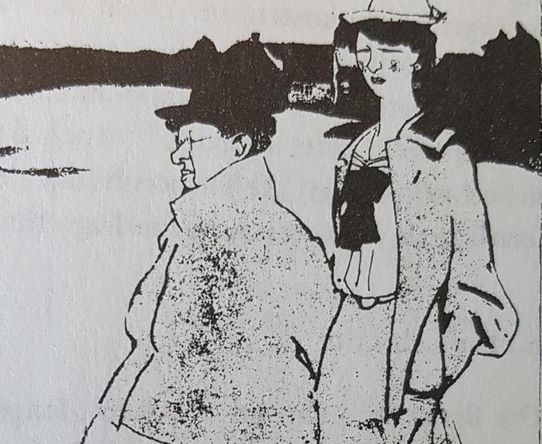 Karikatur von Eduard Thöny: Weibliche Beamte. "Dass wir ihnen das Brot wegnehmen, haben sich die Männer selbst zuzuschreiben. Warum heiraten sie uns nicht?"