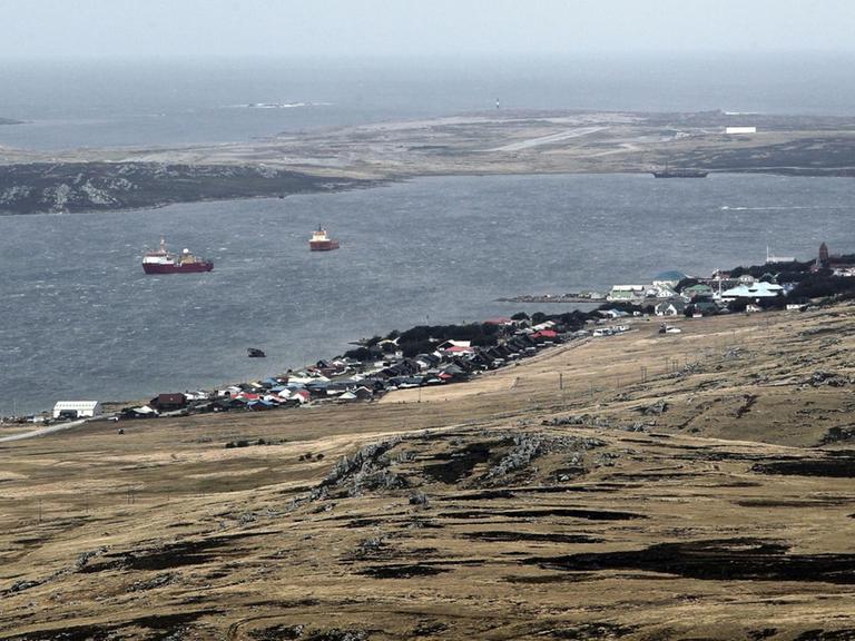 Blick auf Stanley, Hauptstadt der Falklandinseln