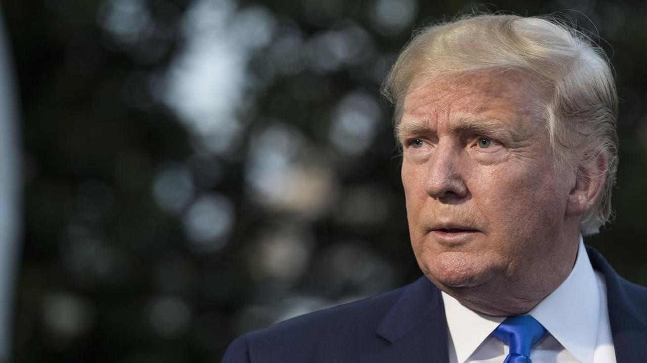 Trump spricht vor dem Weißen Haus am 2.06.2019. Trump spricht vor dem Weißen Haus am 2.06.2019.