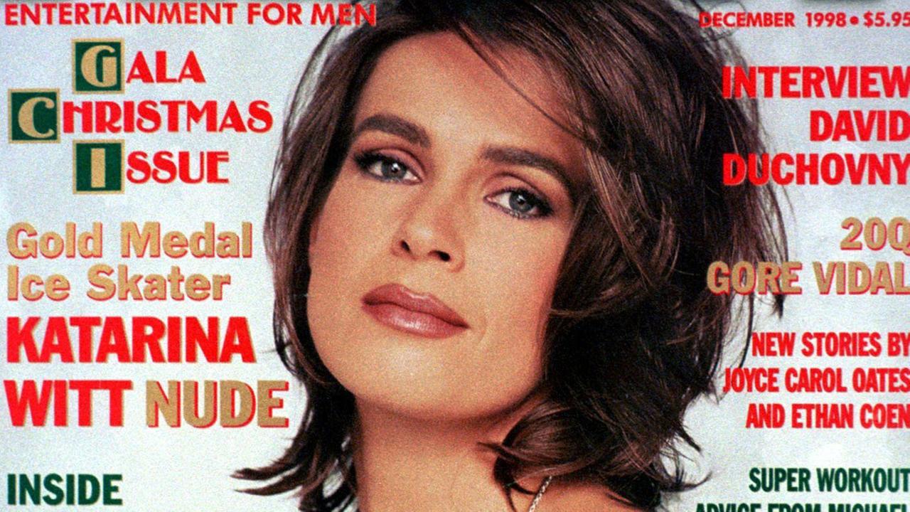 Die ehemalige Eiskunstläuferin Katarina Witt 1998 auf dem Playboy-Cover Die ehemalige Eiskunstläuferin Katarina Witt 1998 auf dem Playboy-Cover