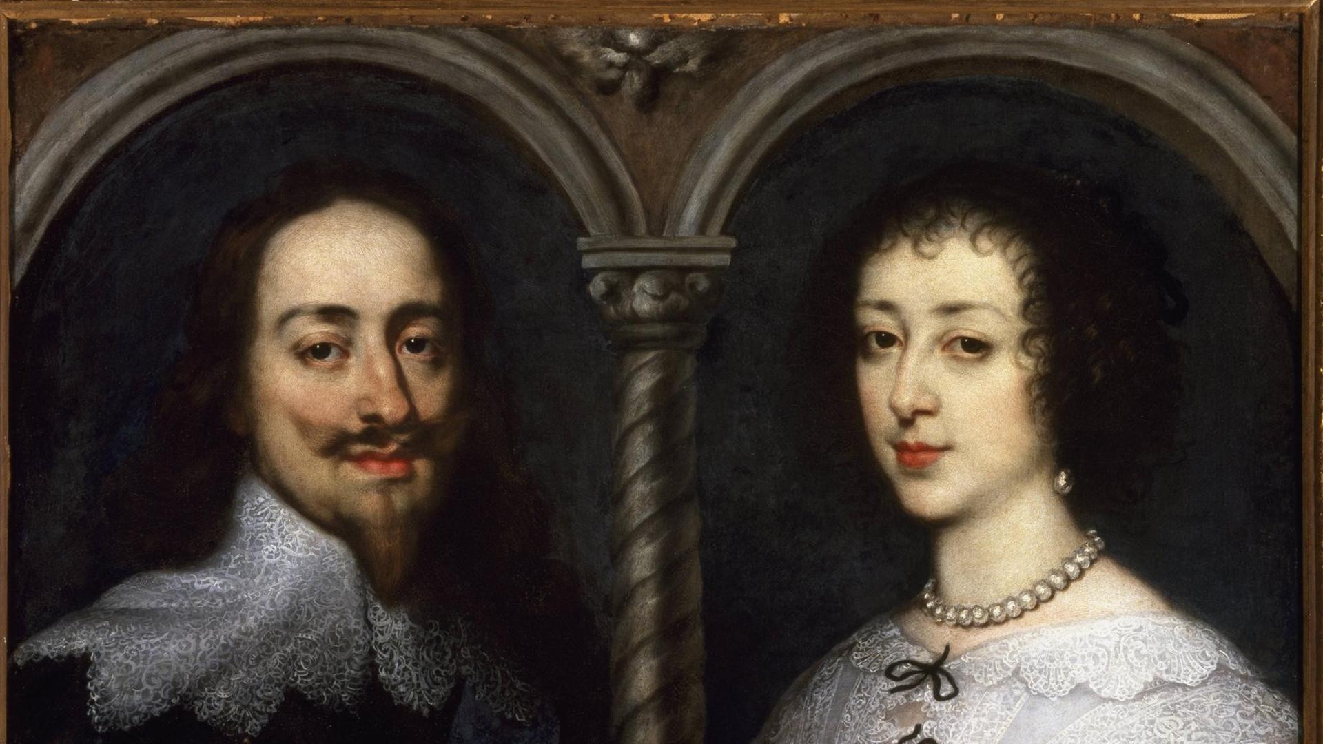 König Karl I. von England und Henrietta Marie von Frankreich im Porträt von Antoon van Dyck. König Karl I. von England und Henrietta Marie von Frankreich im Porträt von Antoon van Dyck.