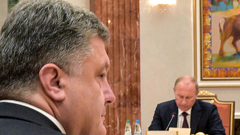 Petro Proschenko (vorne) und Wladimir Putin Petro Proschenko (vorne) und Wladimir Putin