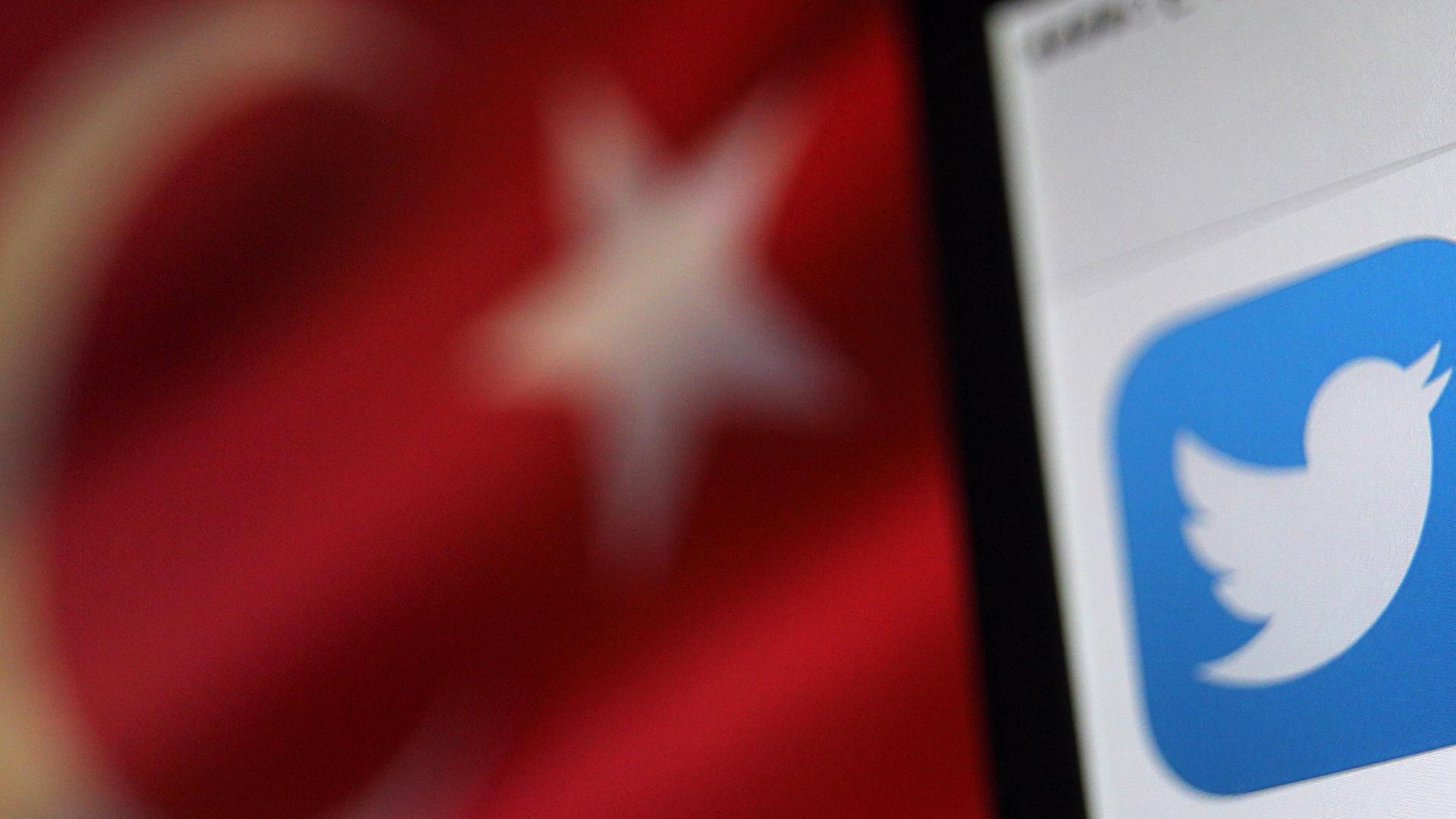 Türkische Flagge und Twitter-Symbol Türkische Flagge und Twitter-Symbol