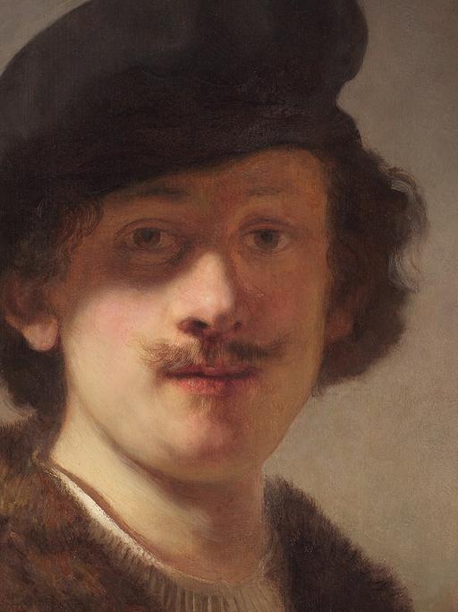 Ein Rembrandt-Gemälde: "Selbstporträt mit verschatteten Augen" ("Self-portrait with shaded eyes"), 1634.