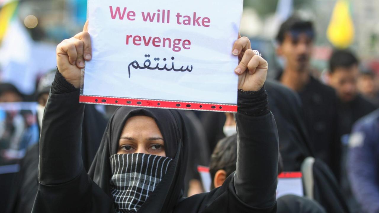 Eine Irakerin auf einer anti-amerikanischen Demonstration am 4. Januar in Bagdad Eine Irakerin auf einer anti-amerikanischen Demonstration am 4. Januar in Bagdad