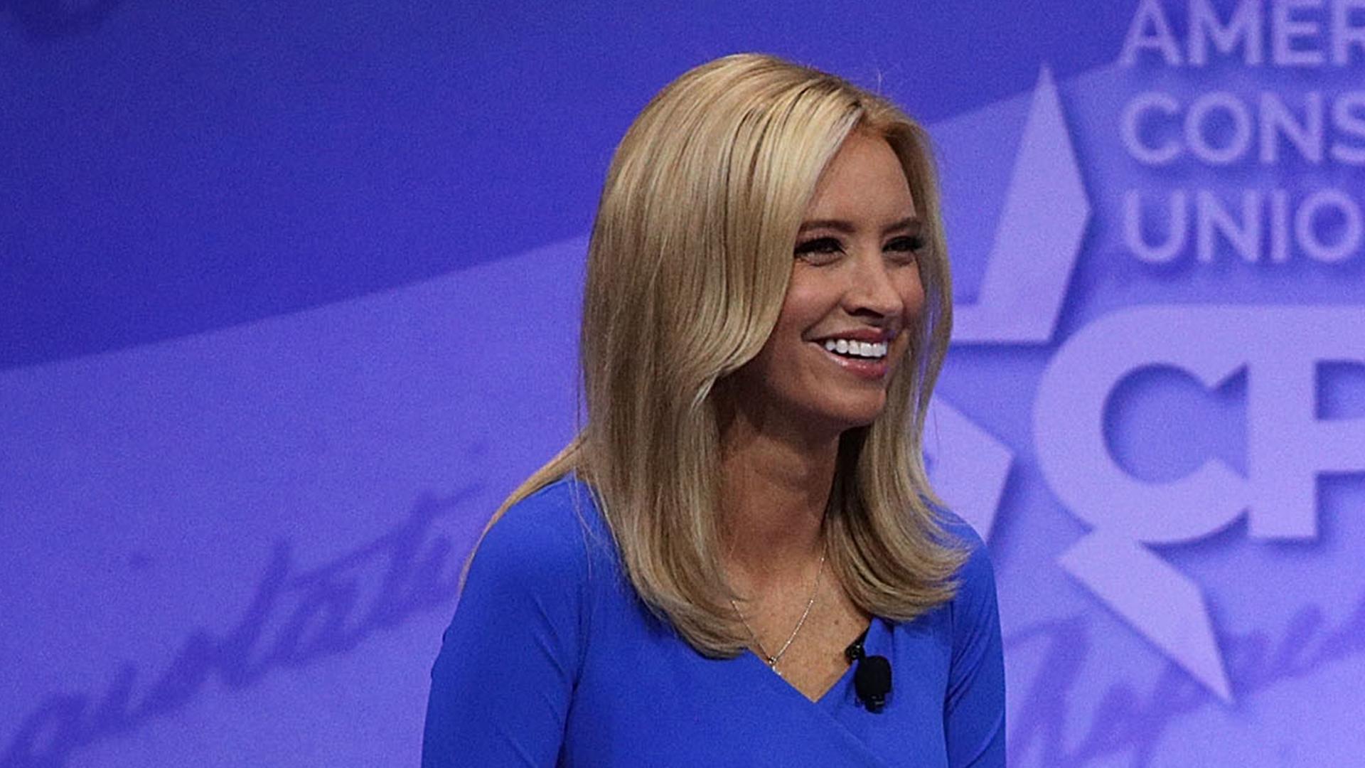 (FILES) This file photo taken on February 22, 2017 shows US Secretary of Education Betsy DeVos (R) as she participates in a conversation with political commentator Kayleigh McEnany during the Conservative Political Action Conference at the Gaylord National Resort and Convention Center in National Harbor, Maryland. Kayleigh McEnany, a conservative television pundit and supporter of President Donald Trump, was named the spokeswoman for the Republican Party on August 7, 2017. McEnany, 29, announced over the weekend that she had left CNN, the 24-hour cable news network where she had been working as a pro-Trump contributor. (FILES) This file photo taken on February 22, 2017 shows US Secretary of Education Betsy DeVos (R) as she participates in a conversation with political commentator Kayleigh McEnany during the Conservative Political Action Conference at the Gaylord National Resort and Convention Center in National Harbor, Maryland. Kayleigh McEnany, a conservative television pundit and supporter of President Donald Trump, was named the spokeswoman for the Republican Party on August 7, 2017. McEnany, 29, announced over the weekend that she had left CNN, the 24-hour cable news network where she had been working as a pro-Trump contributor.