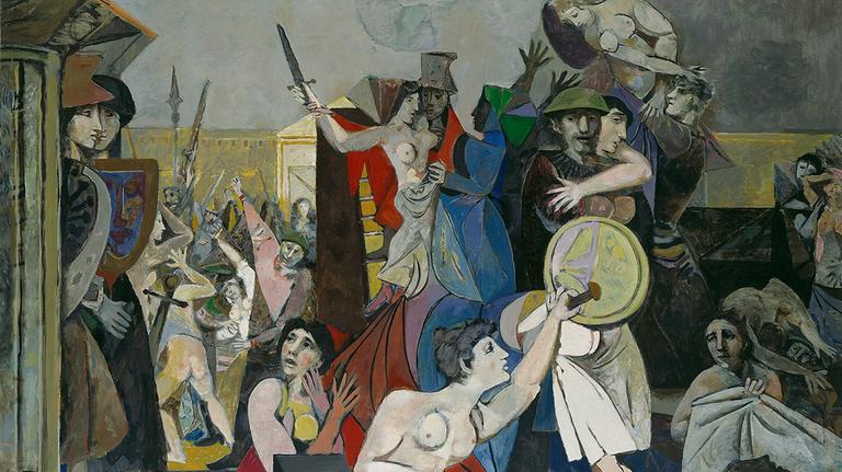 Das Bild "Raub der Sabinerinnen" (1953) von Willi Sitte Das Bild "Raub der Sabinerinnen" (1953) von Willi Sitte