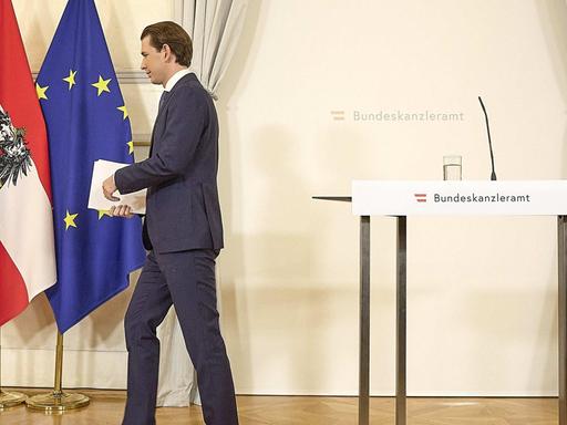 Bundeskanzler Sebastian Kurz bei einem Statement zu seinem Rücktritt.