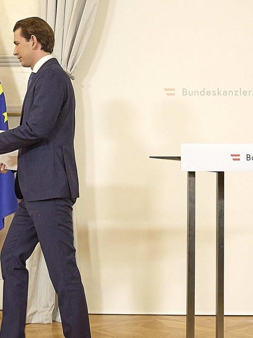 Bundeskanzler Sebastian Kurz bei einem Statement zu seinem Rücktritt.