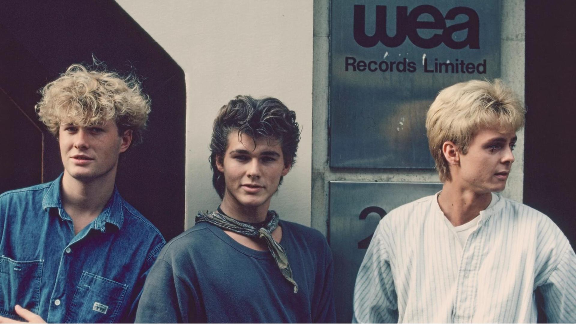 Das Foto zeigt die Mitglieder der norwegischen Band A-ha in den 1980er-Jahren. Das Foto zeigt die Mitglieder der norwegischen Band A-ha in den 1980er-Jahren.