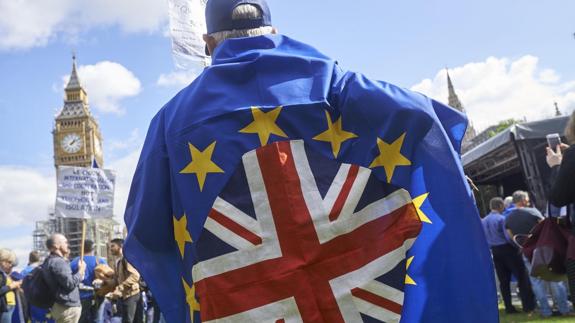 Pro-EU-Demonstranten gehen in der britischen Hauptstadt London gegen den EU-Austritt des Landes auf die Straße. Pro-EU-Demonstranten gehen in der britischen Hauptstadt London gegen den EU-Austritt des Landes auf die Straße.
