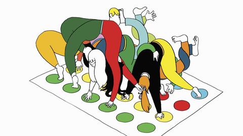Menschen spielen Twister (Illustration)