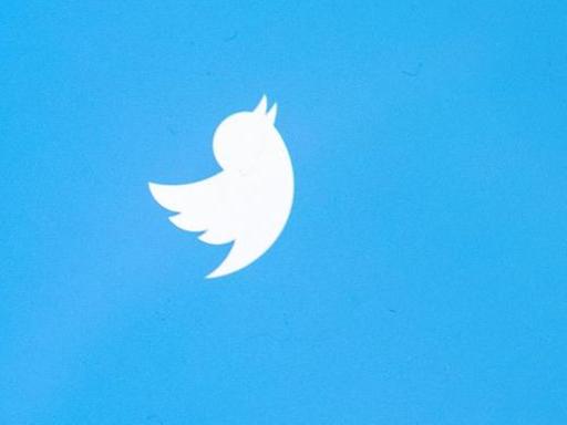 Das weiße Twitter-Logo in Form eines zwitschernden Vogels auf blauem Hintergrund.