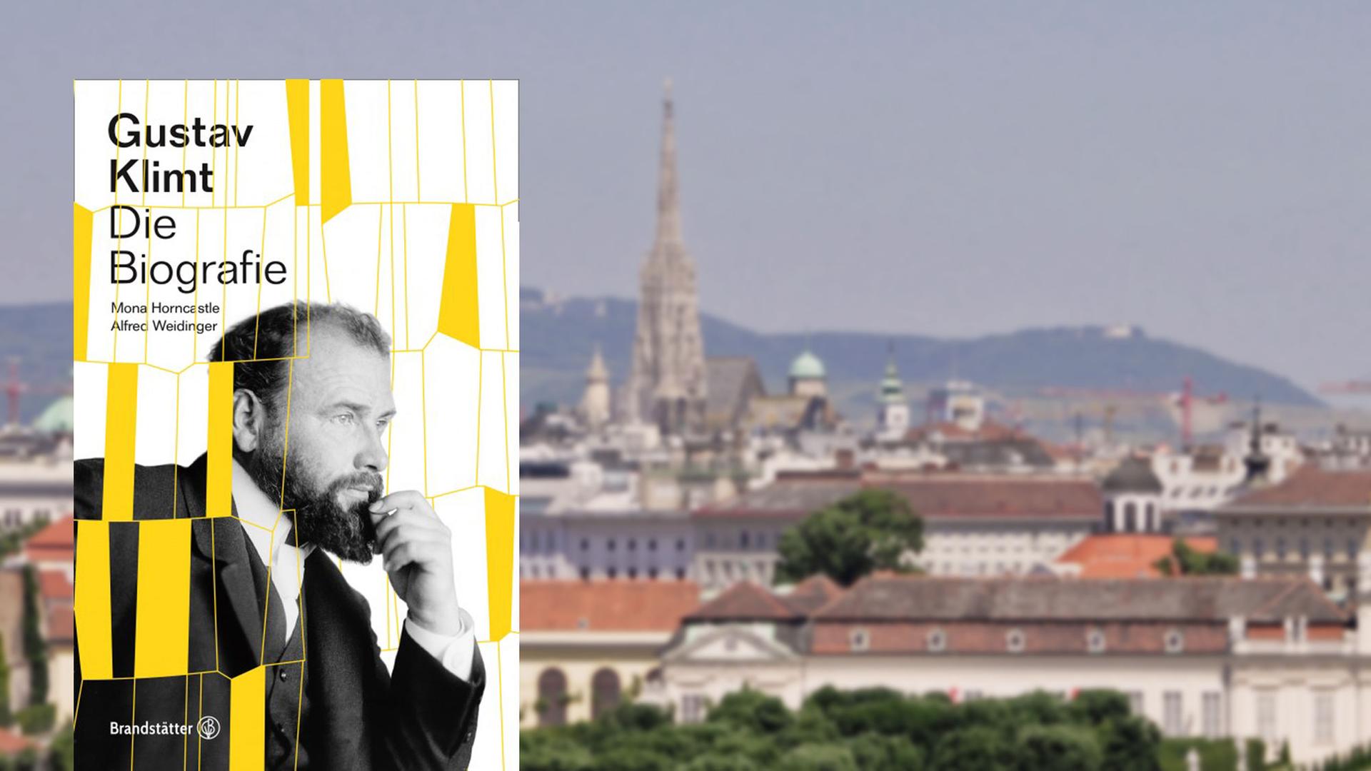 Buchcover "Gustav Klimt - Die Biografie" von Mona Horncastle und Alfred Weidinger, im Hintergrund eine Ansicht von Wien Buchcover "Gustav Klimt - Die Biografie" von Mona Horncastle und Alfred Weidinger, im Hintergrund eine Ansicht von Wien