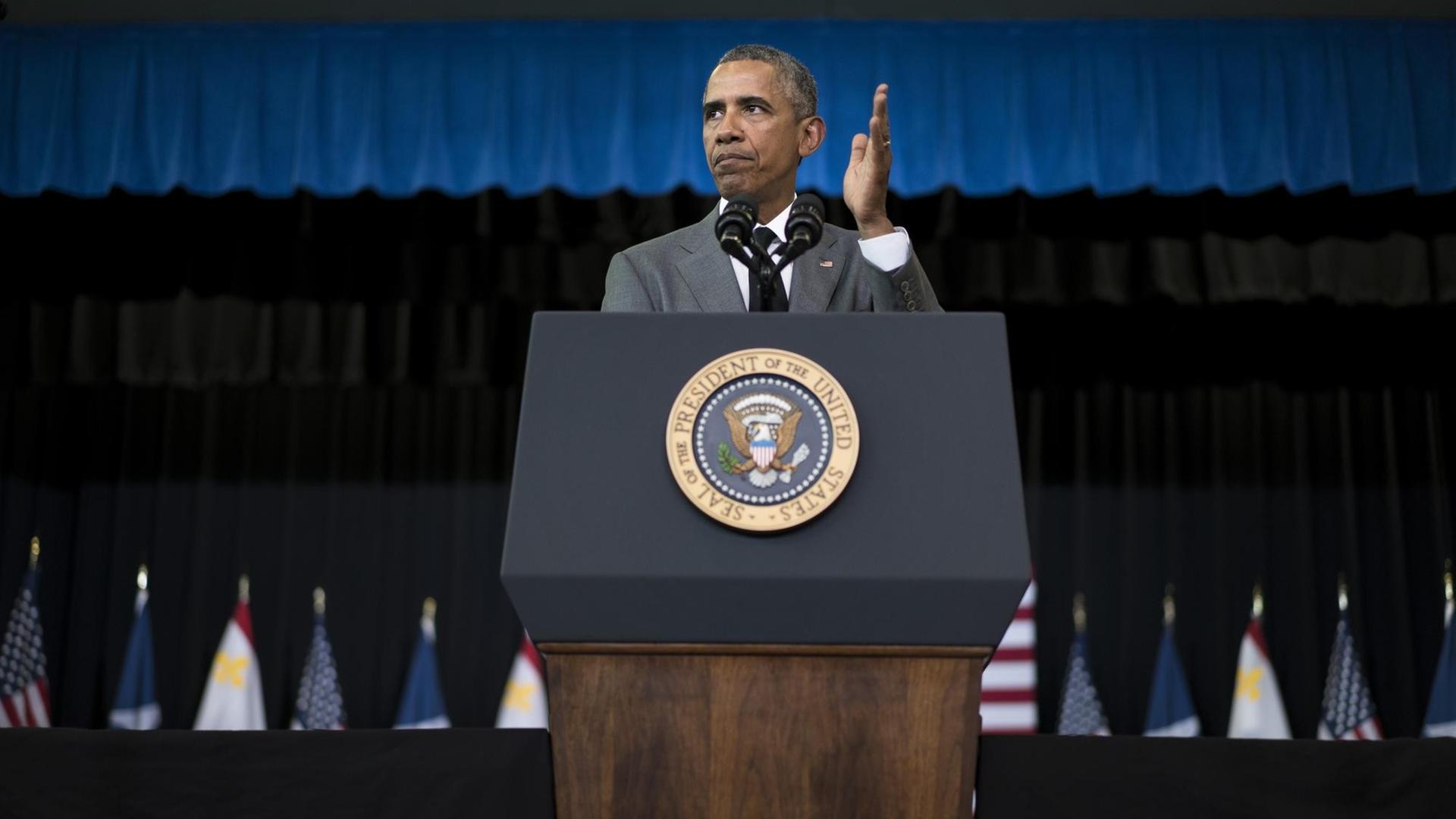 US-Präsident Barack Obama während einer Rede in New Orleans. US-Präsident Barack Obama während einer Rede in New Orleans.