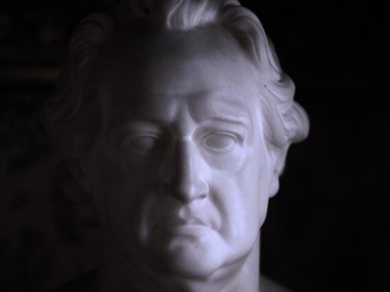 Eine Büste von Johann Wolfgang von Goethe im Brentanohaus, aufgenommen am 23.01.2014 in Oestrich-Winkel (Hessen).