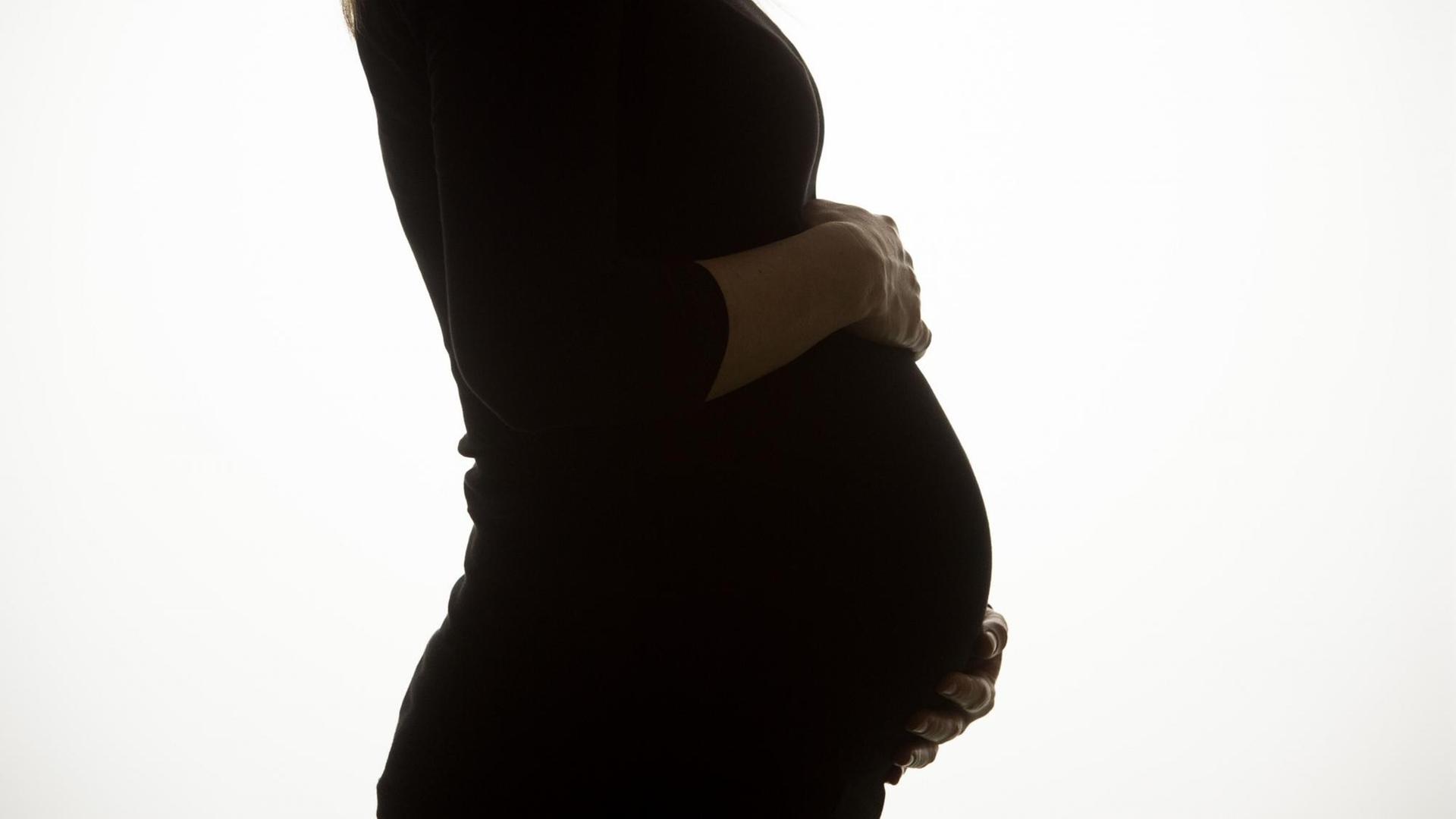 Eine schwangere Frau im Profil Eine schwangere Frau im Profil