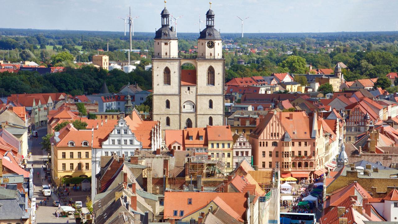 Blick über Wittenberg vom Turm der Schlosskirche Blick über Wittenberg vom Turm der Schlosskirche