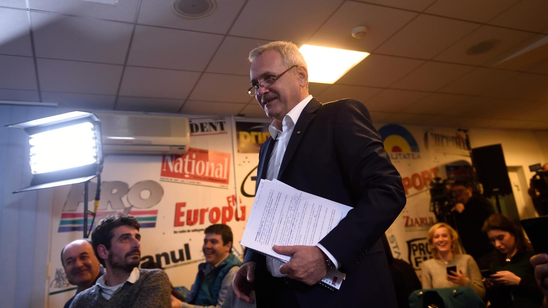 Liviu Dragnea, der Vorsitzende der Sozialdemokratischen Partei (PSD) in Bukarest, Rumänien Liviu Dragnea, der Vorsitzende der Sozialdemokratischen Partei (PSD) in Bukarest, Rumänien