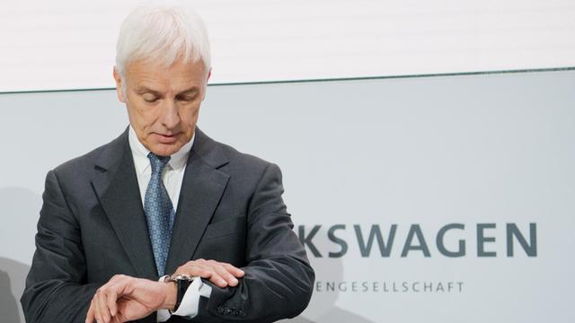 VW-Konzernchef Matthias Müller bei der Bilanzpressekonferenz.