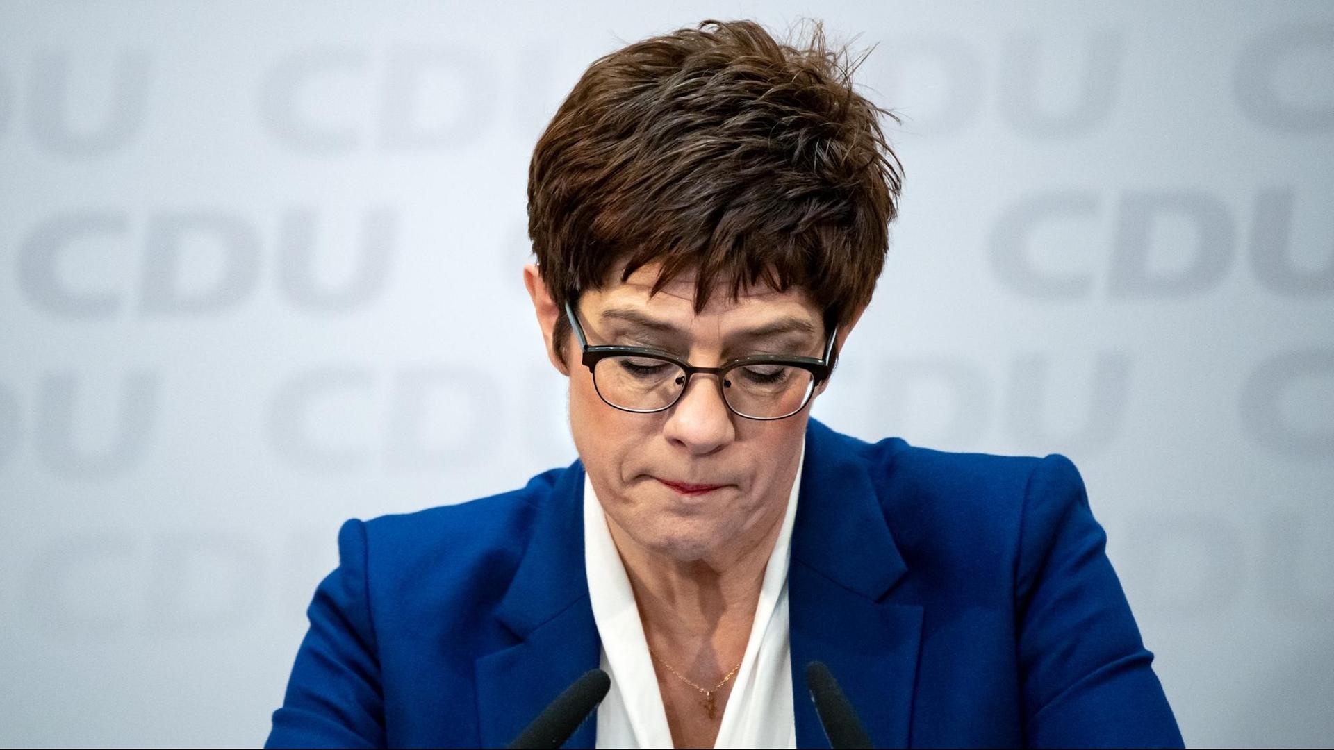 Das Bild zeigt die scheidende CDU-Vorsitzende Kramp-Karrenbauer. Das Bild zeigt die scheidende CDU-Vorsitzende Kramp-Karrenbauer.