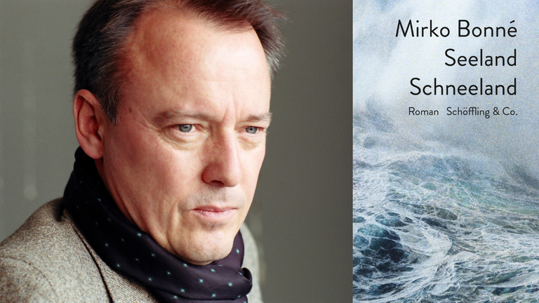 Buchcover "Seeland Schneeland" und ein Portrait des Autors Mirko Bonné Buchcover "Seeland Schneeland" und ein Portrait des Autors Mirko Bonné