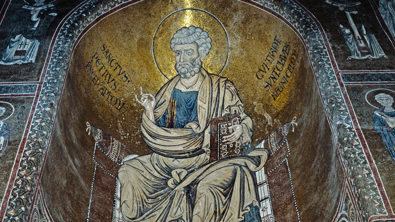 Mosaik des Apostels Petrus im Dom von Monreal Mosaik des Apostels Petrus im Dom von Monreal