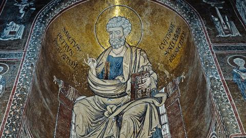 Mosaik des Apostels Petrus im Dom von Monreal