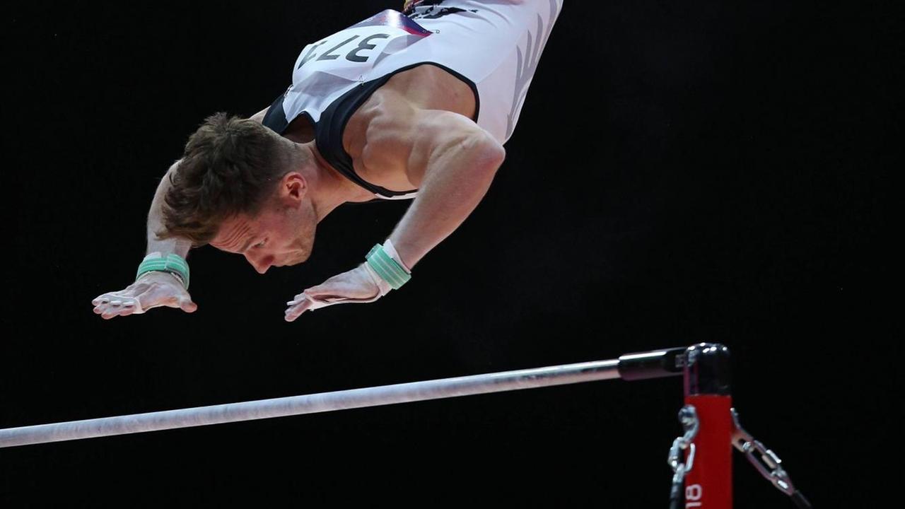 Andreas Bretschneider bei den European Championships 2018 am Reck. Andreas Bretschneider bei den European Championships 2018 am Reck.
