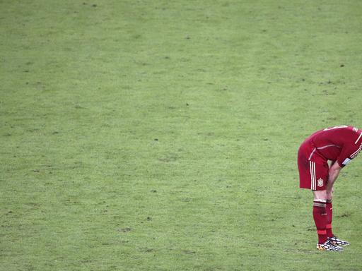 Spaniens Fernando Torres nach dem Aus seiner Mannschaft gegen Chile bei der Weltmeisterschaft in Brasilien.
