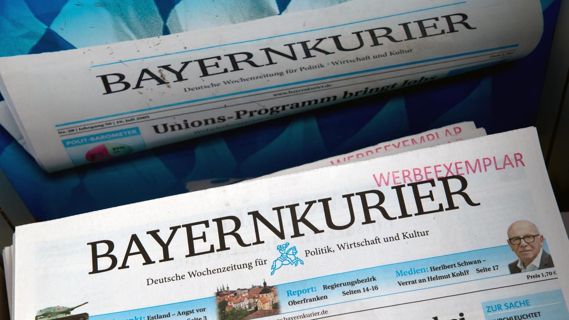Ein Werbeexemplar der CSU-Zeitung Bayernkurier liegt am 20.10.2014 in München (Bayern) in einem Verkaufskasten. Ein Werbeexemplar der CSU-Zeitung Bayernkurier liegt am 20.10.2014 in München (Bayern) in einem Verkaufskasten.