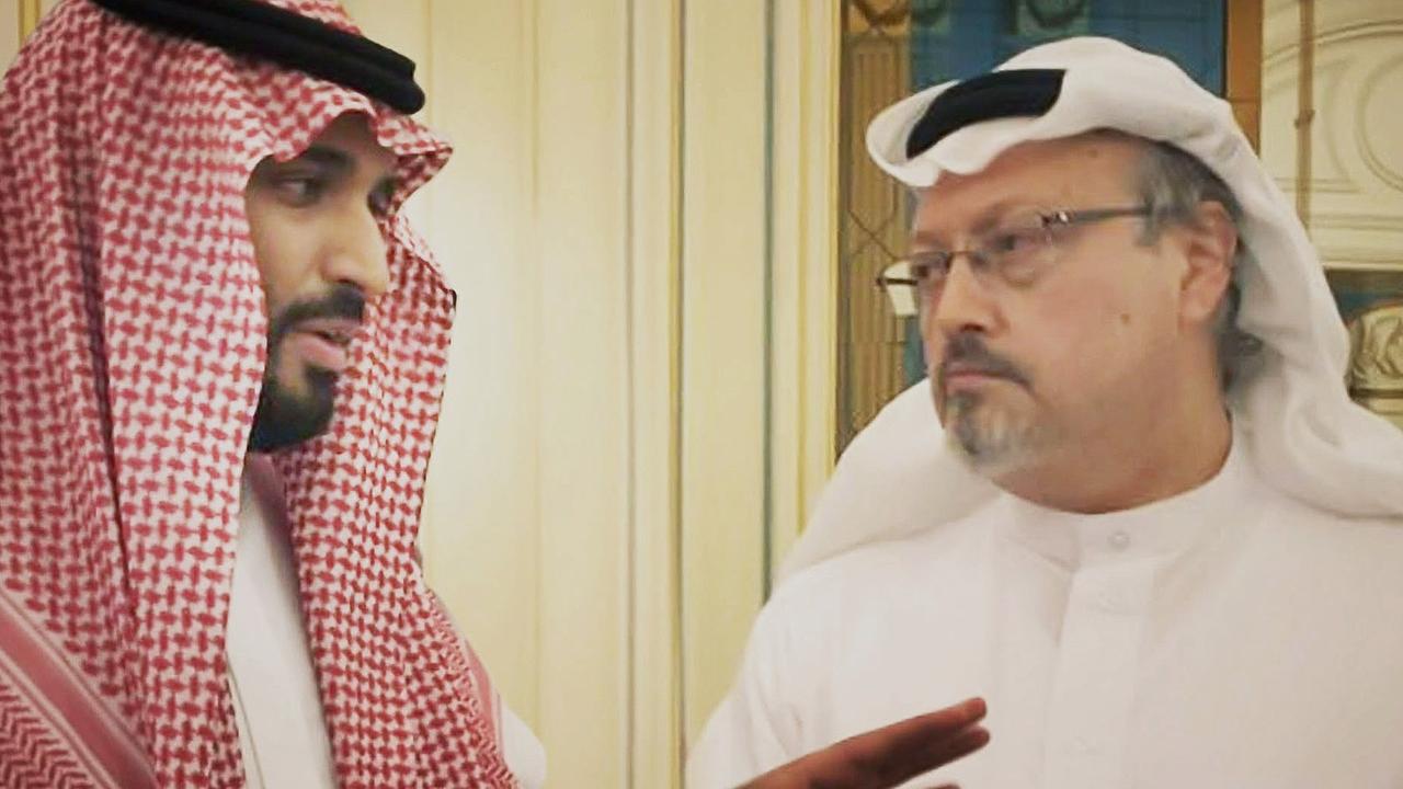 Jamal Kashoggi (r.) und Mohammed bin Salman, Bild einer Szene aus dem Film "The Dissident" Jamal Kashoggi (r.) und Mohammed bin Salman, Bild einer Szene aus dem Film "The Dissident"