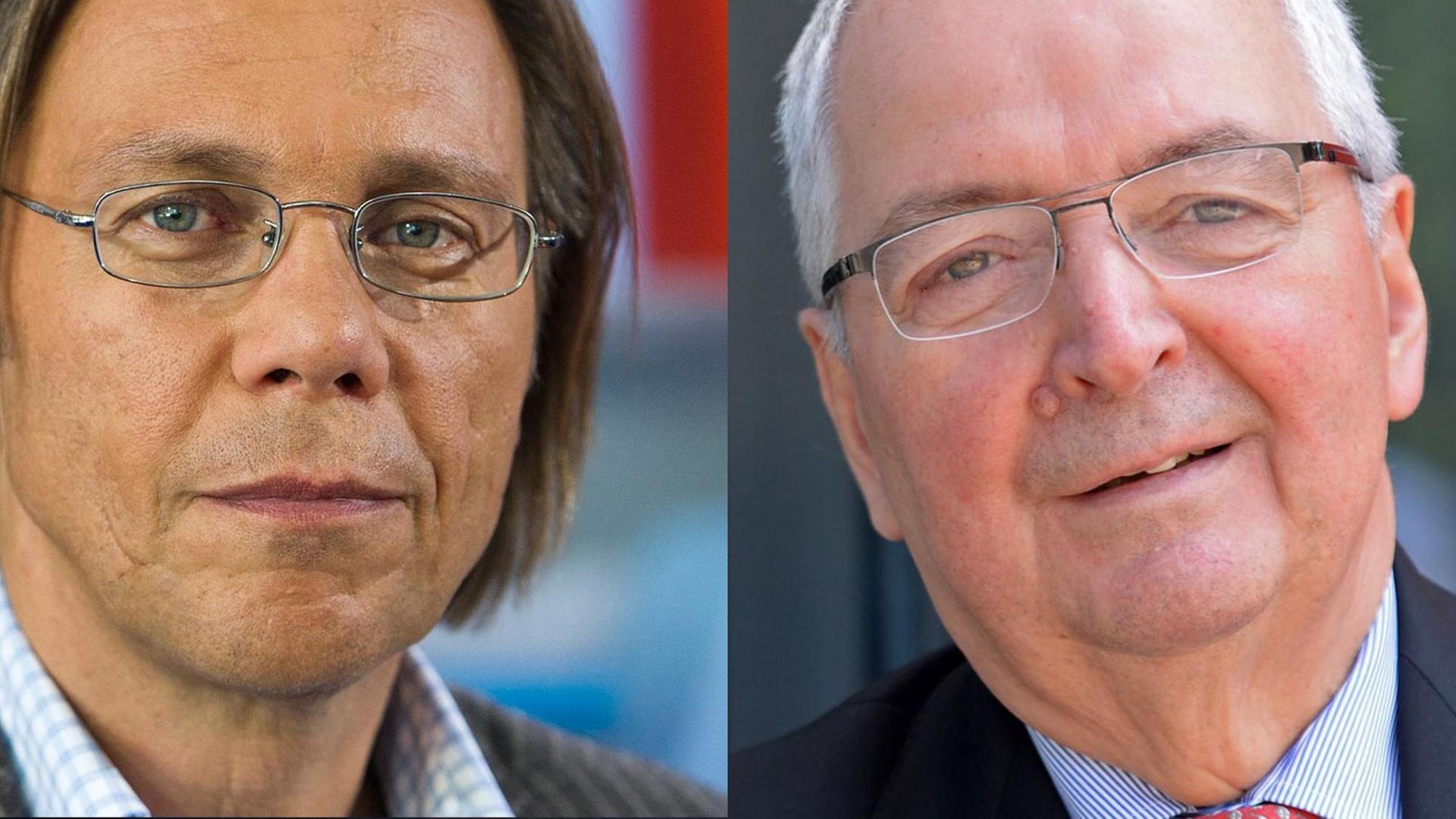 Harald Welzer (links) und Klaus Töpfer in einer Bildkombo Harald Welzer (links) und Klaus Töpfer in einer Bildkombo