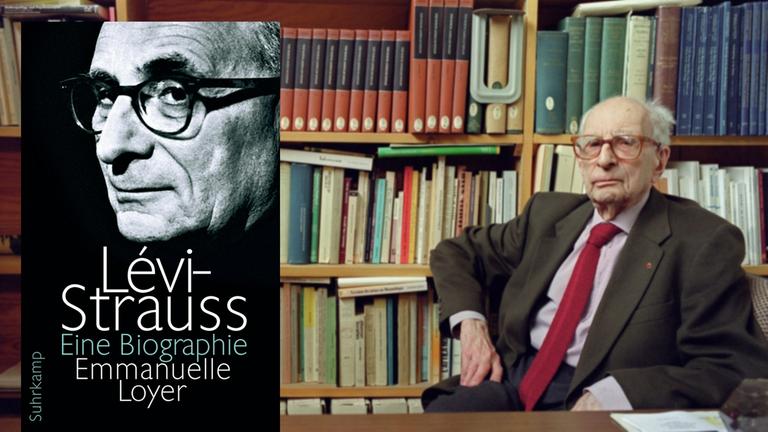 Der französische Anthropologe und Ethnologe Claude Lévi-Strauss am 8. Juni 2001 in Paris (Hintergrundbild). Buchcover (Vordergrundbild)