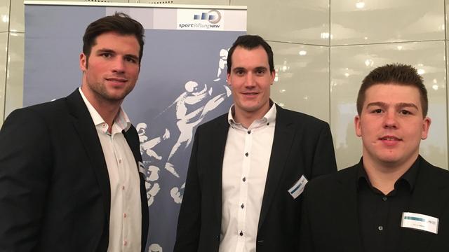  Drei Spieler der deutschen Wasserball-Nationalmannschaft. (v.l.n.r) Moritz Schenkel, Julian Real, Dennis Eidner