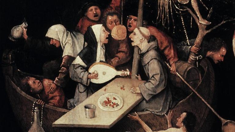 Hieronymus Bosch "Das Narrenschiff" Um 1450 - 1516. Öl auf Holz, 57,8 x 32,5 cm. Paris, Musee du Louvre. Hieronymus Bosch "Das Narrenschiff" Um 1450 - 1516. Öl auf Holz, 57,8 x 32,5 cm. Paris, Musee du Louvre.