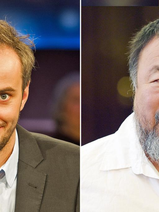 Moderator Jan Böhmermann und der chinesische Künstler Ai Weiwei