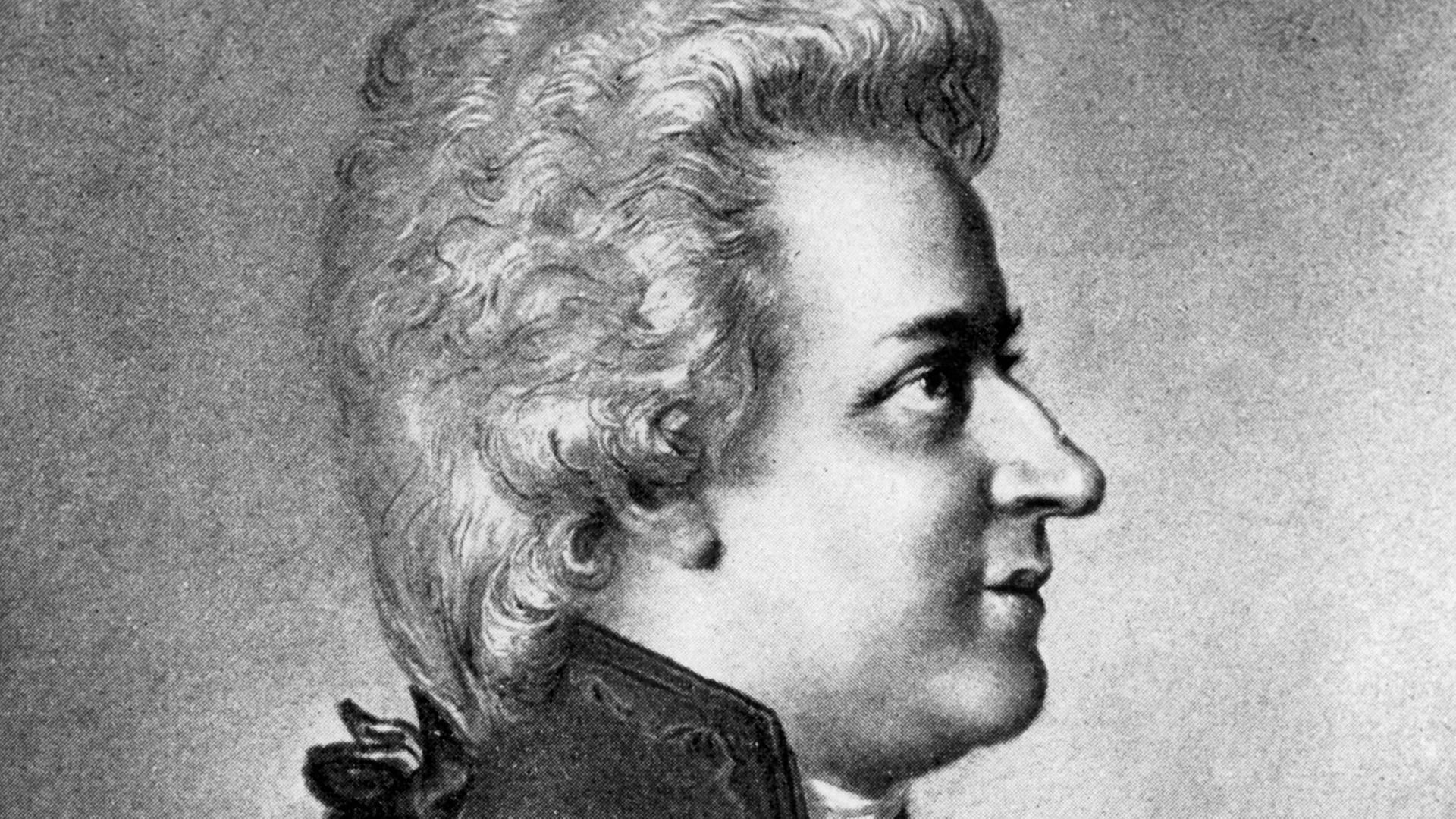 Der österreichische Komponist Wolfgang Amadeus Mozart nach einem zeitgenössischen Gemälde. Der österreichische Komponist Wolfgang Amadeus Mozart nach einem zeitgenössischen Gemälde.