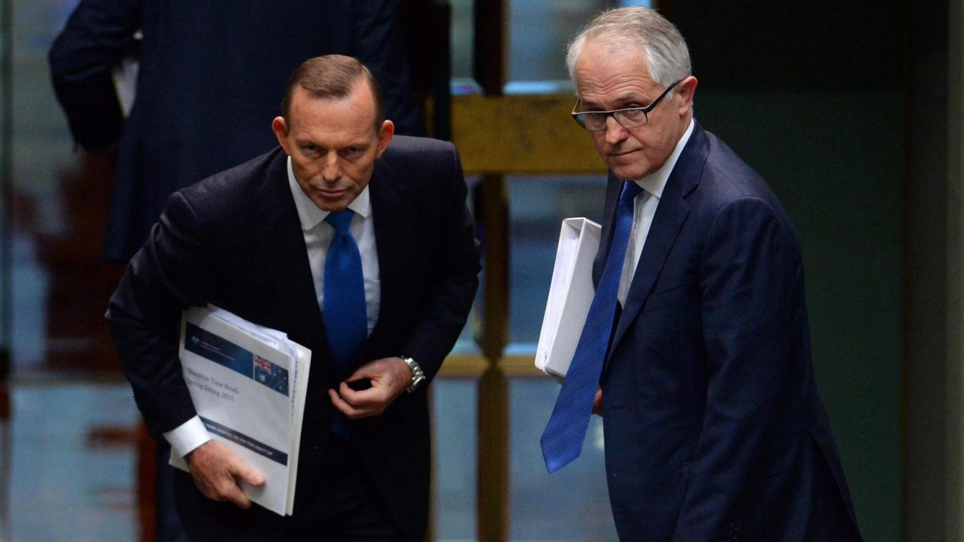 Tony Abbott (l.) und Malcolm Turnbull (r.) in Canberra.