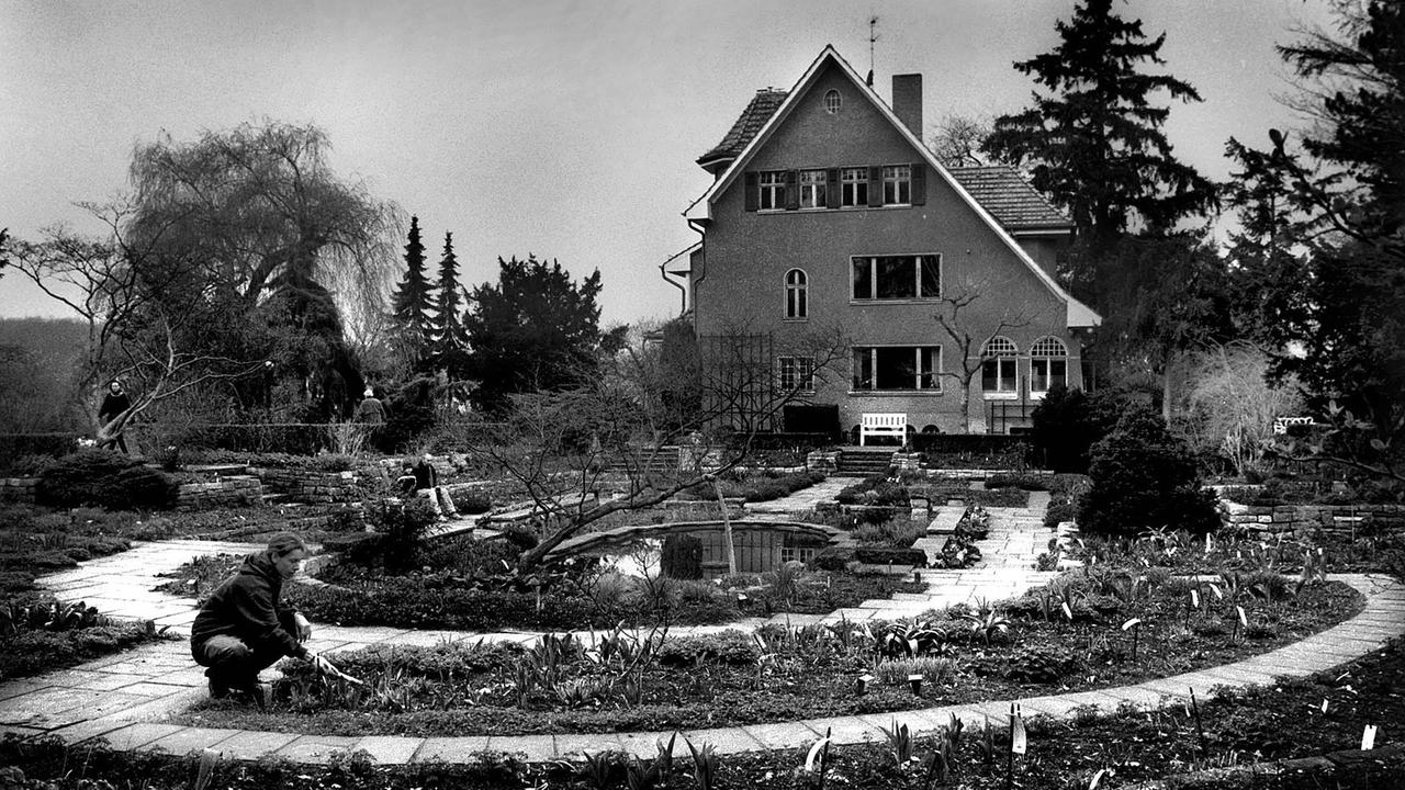 Karl-Foerster-Garten im Stadtteil Bornim. Im Hintergrund das Wohnhaus von Karl Foerster, daß 1912 im englischen Landhausstil nach Anregungen des Architekten Hermann Muthesius errichtet wurde. Karl-Foerster-Garten im Stadtteil Bornim. Im Hintergrund das Wohnhaus von Karl Foerster, daß 1912 im englischen Landhausstil nach Anregungen des Architekten Hermann Muthesius errichtet wurde.