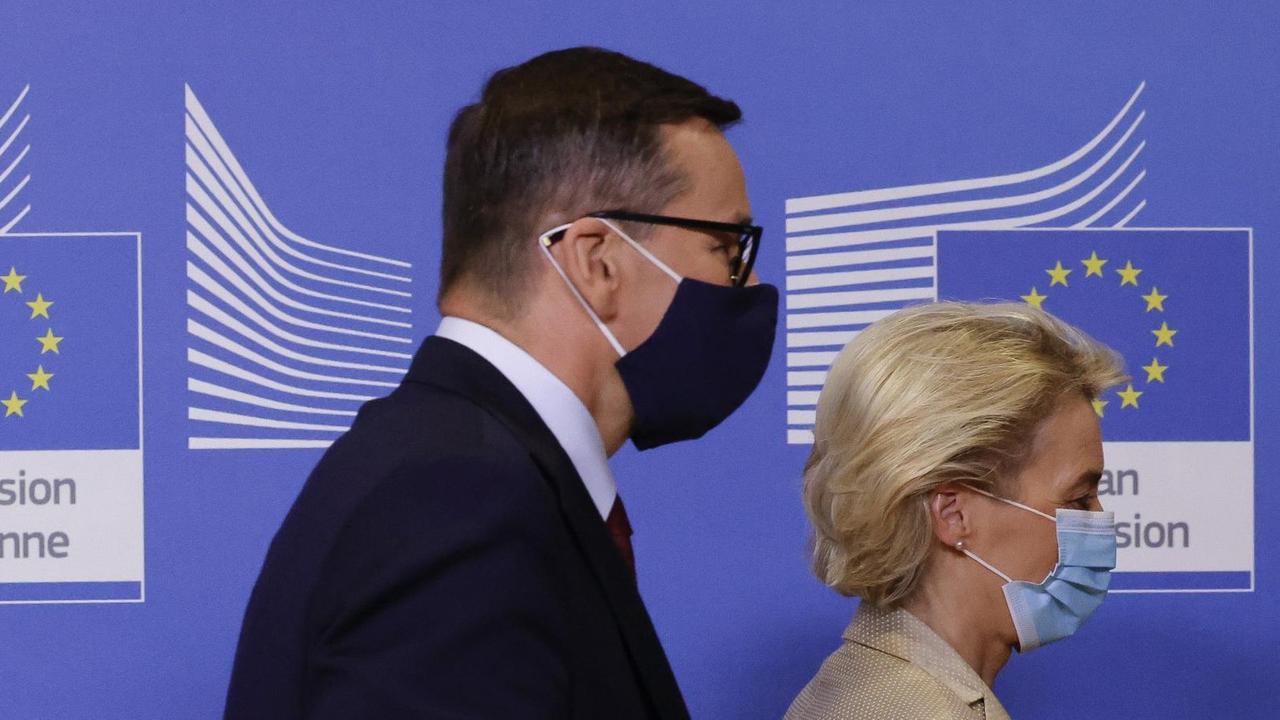 EU-Kommissions-Präsidentin Ursula von der Leyen und Polens Regierungschef Mateusz Morawiecki Brüssel EU-Kommissions-Präsidentin Ursula von der Leyen und Polens Regierungschef Mateusz Morawiecki Brüssel